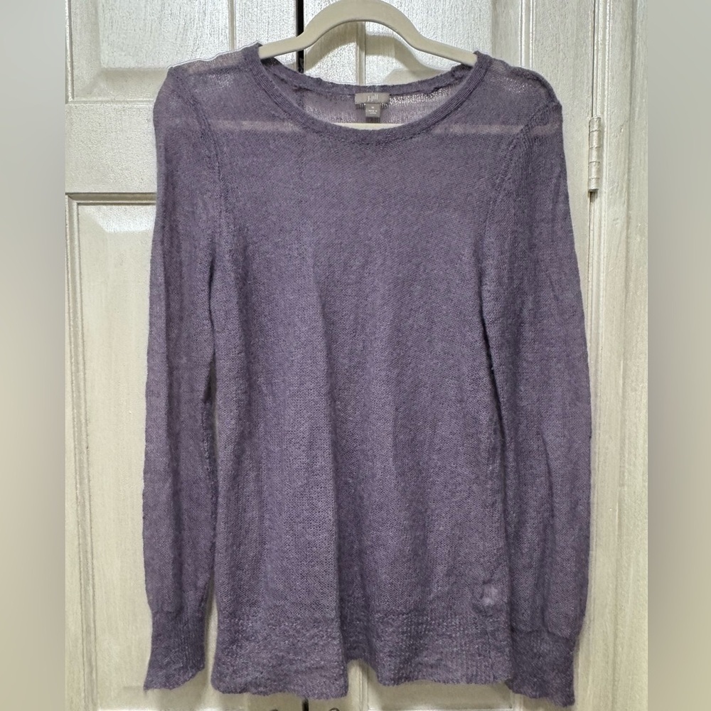 J.Jill Women's M Lavender Open Knit Crew Neck Mohair Sweater Lightweight Top
